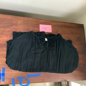 Black Flowy V-Neck Blouse